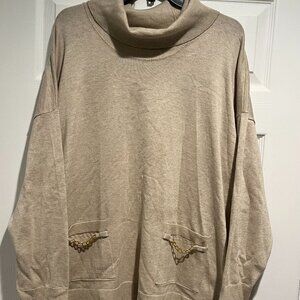 NWT Collection Women's Turtleneck Tunic Core Sweater Beige - Size XL